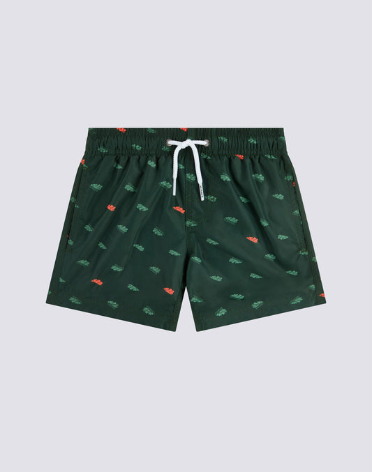 SHORT SWIMSHORTS WITH ELASTICATED WAIST AND MONOGRAM PRINT IN RECYCLED POLYESTER