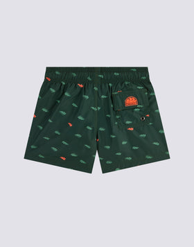 SHORT SWIMSHORTS WITH ELASTICATED WAIST AND MONOGRAM PRINT IN RECYCLED POLYESTER