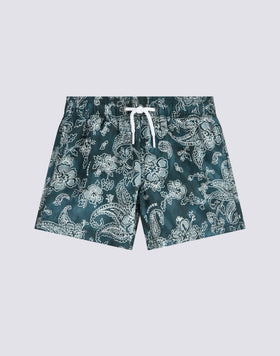 COSTUME DA BAGNO CORTO BAMBINO VITA ELASTICATA STAMPA HIBI PAISLEY IN POLY RICICLATO
