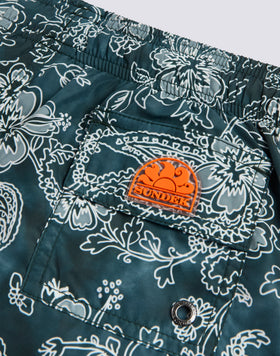 COSTUME DA BAGNO CORTO BAMBINO VITA ELASTICATA STAMPA HIBI PAISLEY IN POLY RICICLATO
