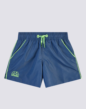 ICONIC TAFFETA SHORT-LENGTHS BOY’S SWIMSHORTS WITH ELASTICATED WAIST AND PIPING