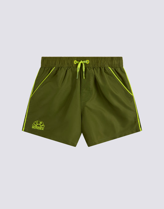SWIMSHORTS SHORT ELASTICATED WAIST ICONIC TAFFETA WITH PIPING
