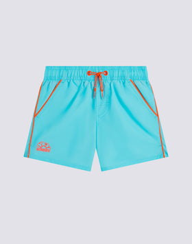 BOYS' SWIM SHORTS WITH ELASTICATED WAIST ICONIC TAFFETA WITH PIPING