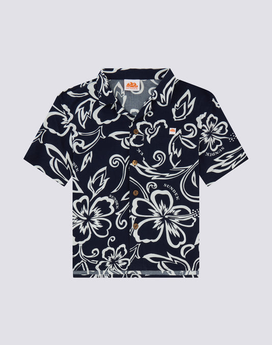 BOY'S BOWLING SHIRT WITH FLORAL PRINT