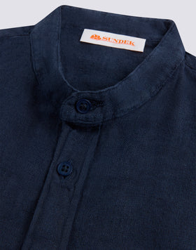 LINEN SHIRT WITH MANDARIN COLLAR