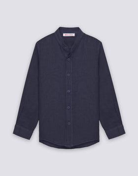 BOYS' LONG-SLEEVED LINEN SHIRT WITH MANDARIN COLLAR