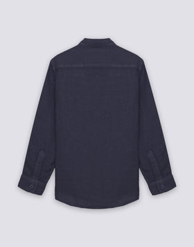 BOYS' LONG-SLEEVED LINEN SHIRT WITH MANDARIN COLLAR