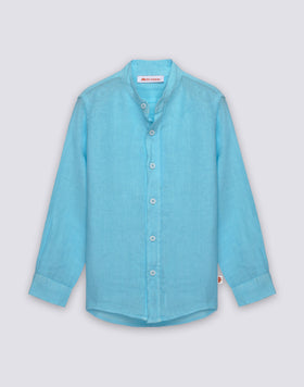 BOYS' LONG-SLEEVED LINEN SHIRT WITH MANDARIN COLLAR