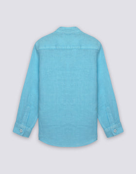 BOYS' LONG-SLEEVED LINEN SHIRT WITH MANDARIN COLLAR