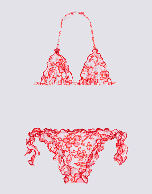 GIRLS' BIKINI WITH HIBISCUS SK23 PRINT
