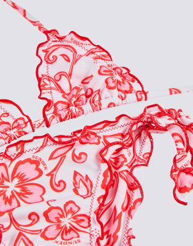 GIRLS' BIKINI WITH HIBISCUS SK23 PRINT