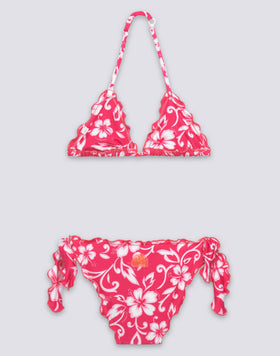 GIRLS' BIKINI WITH HIBISCUS SK23 PRINT