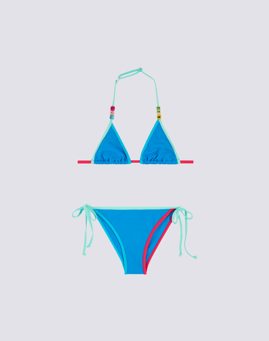 MINI BIKINI WITH ADJUSTABLE TIES AND CONTRASTING PIPING