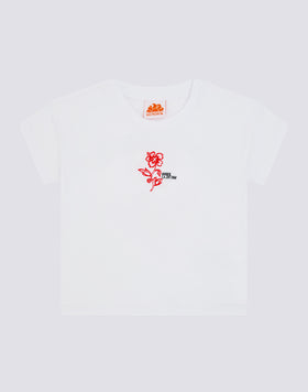 COMFORT GIRLS' T-SHIRT WITH MAXI HIBISCUS PARADISE PRINT ON THE BACK