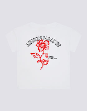 COMFORT GIRLS' T-SHIRT WITH MAXI HIBISCUS PARADISE PRINT ON THE BACK