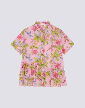 GIRLS' ASYMMETRICAL DRESS WITH SWEET PARROT PRINT