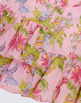 GIRLS' ASYMMETRICAL DRESS WITH SWEET PARROT PRINT