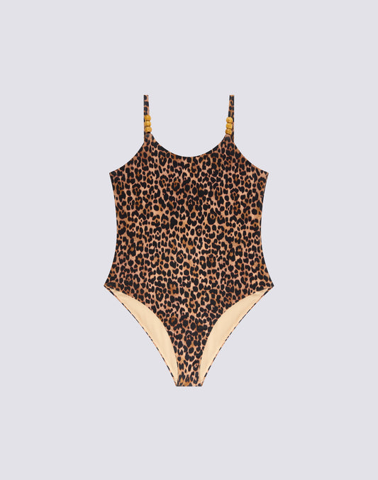 LEOPARD PRINT GIRLS' ONE-PIECE SWIMSUIT