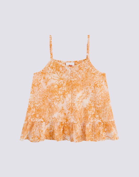 TOP WITH LACES WITH FLEUR DE JOIE PRINT