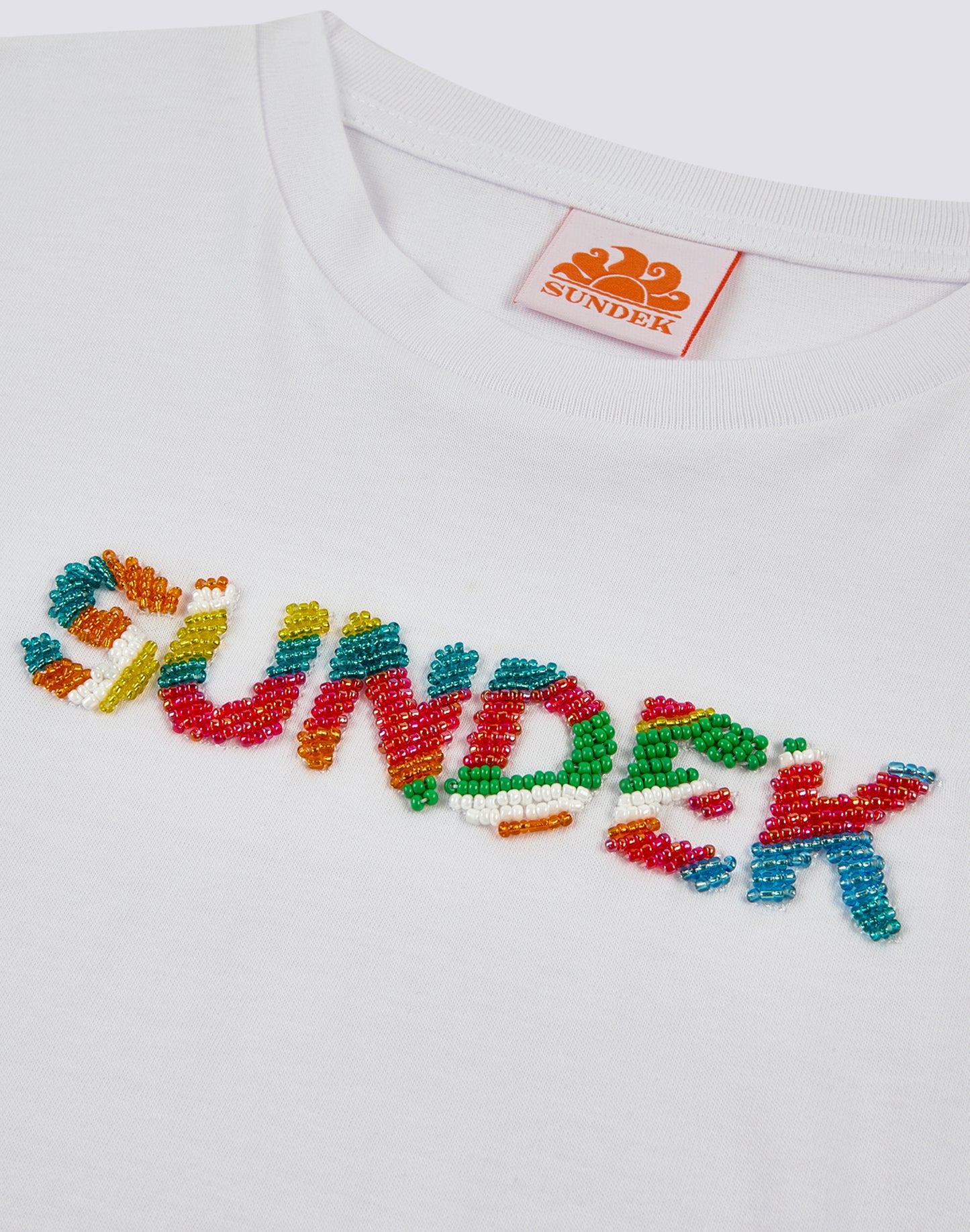 MULTICOLOURED BEADED T-SHIRT