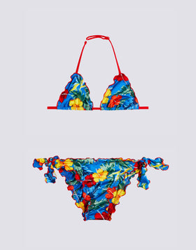 BLUE FLORAL MASTERPIECE PRINT GIRL BIKINI