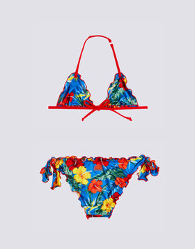 BLUE FLORAL MASTERPIECE PRINT GIRL BIKINI