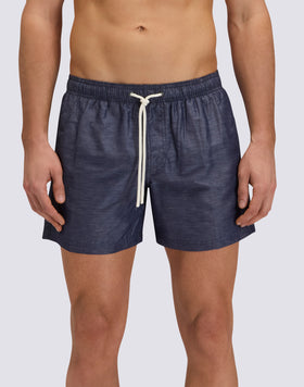 GOLDENWAVE MEN'S SHORT ELASTIC WAIST SWIMSUIT IN RECYCLED LINEN