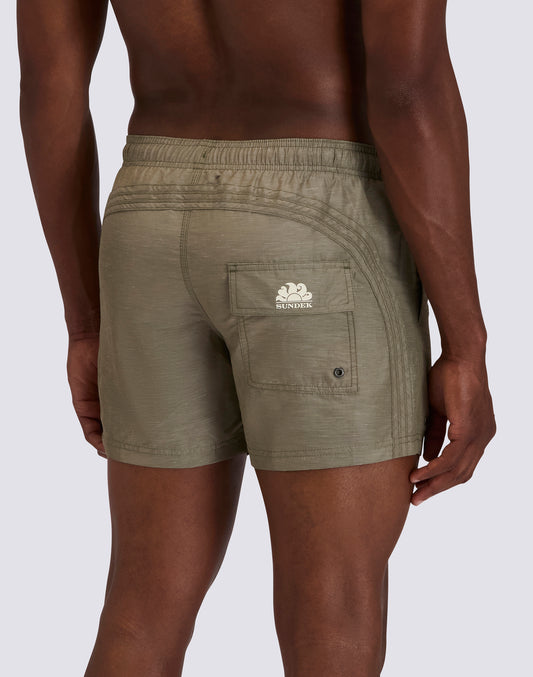 GOLDENWAVE MEN'S SHORT ELASTIC WAIST SWIMSUIT IN RECYCLED LINEN