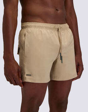 GOLDENWAVE MEN'S SHORT SWIMSUIT WITH ELASTIC WAIST, SOLID COLOR, 4WAY STRETCH