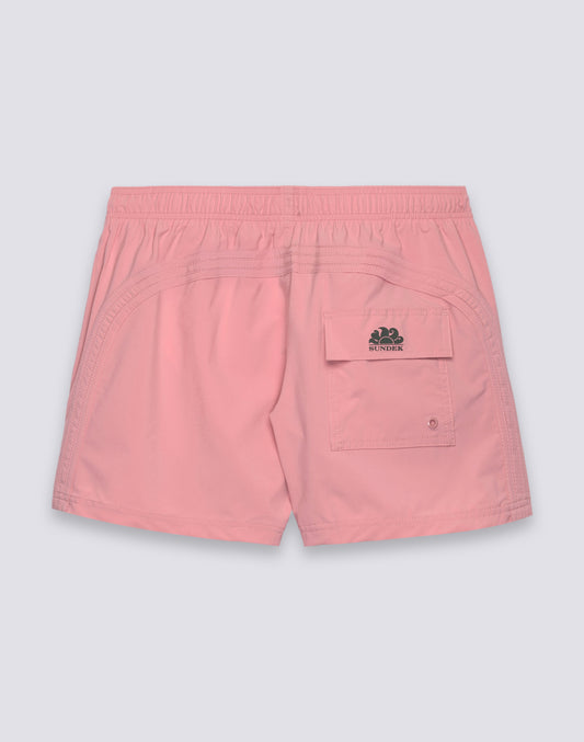 GOLDENWAVE MEN'S SHORT SWIMSUIT WITH ELASTIC WAIST, SOLID COLOR, 4WAY STRETCH
