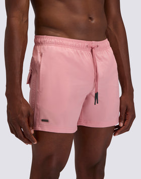 GOLDENWAVE MEN'S SHORT SWIMSUIT WITH ELASTIC WAIST, SOLID COLOR, 4WAY STRETCH