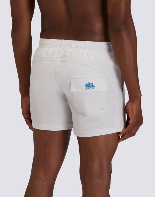 GOLDENWAVE MEN'S SHORT SWIMSUIT WITH ELASTIC WAIST, SOLID COLOR, 4WAY STRETCH