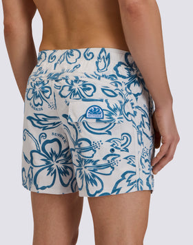 MEN'S SHORT SWIM TRUNKS GOLDENWAVE HIBISCUS ARCHIVE FLOCK PRINT