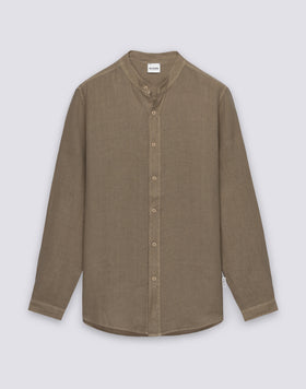 MEN'S MANDARIN SHIRT IN GARMENT-DYED LINEN