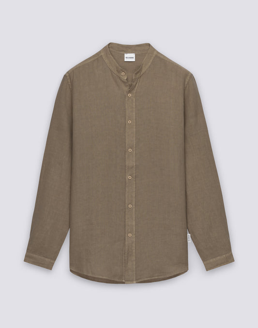 MEN'S MANDARIN SHIRT IN GARMENT-DYED LINEN
