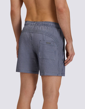 GOLDENWAVE MEN'S MID-LENGTH ELASTIC WAIST SWIMSUIT IN YARN-DYED STRIPED