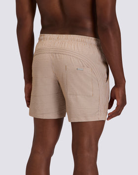 GOLDENWAVE MEN'S MID-LENGTH ELASTIC WAIST SWIMSUIT IN YARN-DYED STRIPED