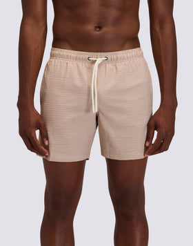 GOLDENWAVE MEN'S MID-LENGTH ELASTIC WAIST SWIMSUIT IN YARN-DYED STRIPED