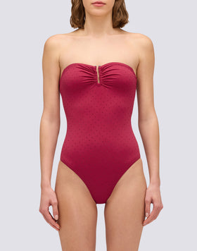 WOMEN'S ONE-PIECE SWIMSUIT WITH RHINESTONES AND COVERED BACK