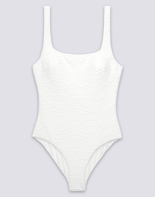 WOMEN'S ONE-PIECE SWIMSUIT WITH WAVE EFFECT JACQUARD
