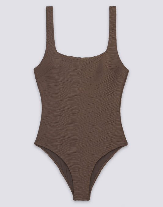 WOMEN'S ONE-PIECE SWIMSUIT WITH WAVE EFFECT JACQUARD
