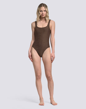 WOMEN'S ONE-PIECE SWIMSUIT WITH WAVE EFFECT JACQUARD