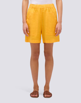 STRETCH-WAIST LINEN SHORTS