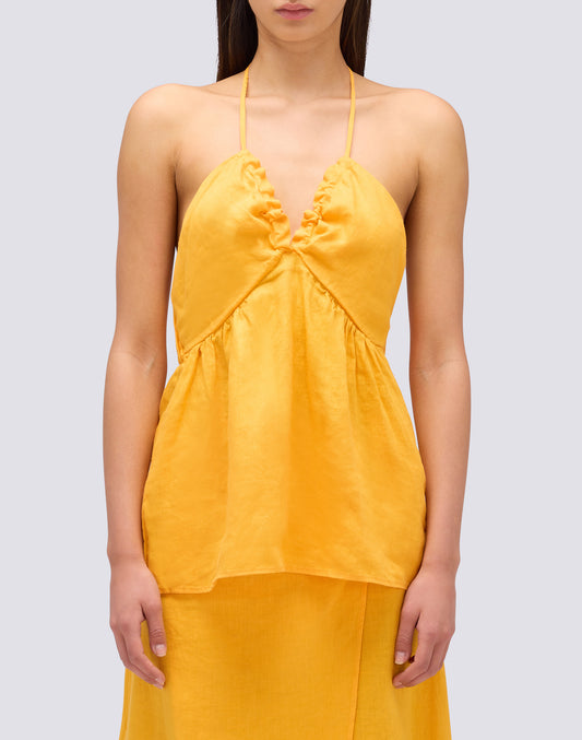 GARMENT-DYED LINEN SLEEVELESS TOP