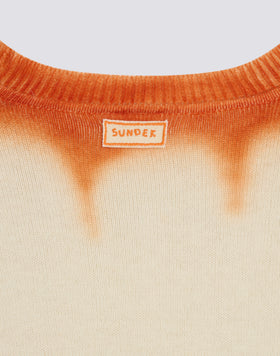 UNISEX CREW NECK SWEATER WITH FLOWER INTARSIA