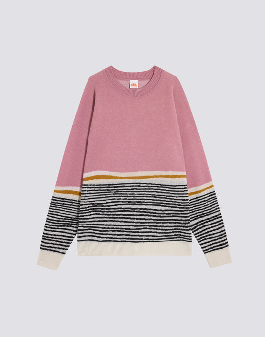 UNISEX CREW NECK JACQUARD SWEATER WITH ABSTRACT PATTERN