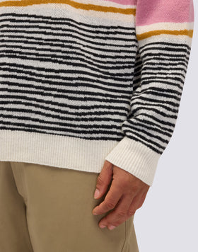 MEN'S CREW NECK JACQUARD SWEATER WITH ABSTRACT PATTERN