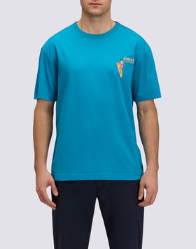 MEN'S CREW NECK T-SHIRT WITH PRINT AND EMBROIDERY