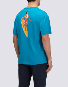 MEN'S CREW NECK T-SHIRT WITH PRINT AND EMBROIDERY