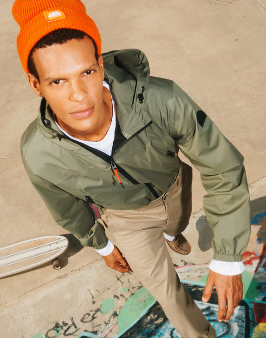 MEN'S SHORT JACKET WITH HOOD IN BONDED FABRIC